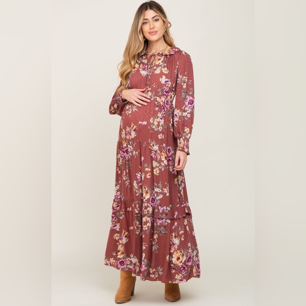 Pinkblush floral long sleeve maxi dress nwot